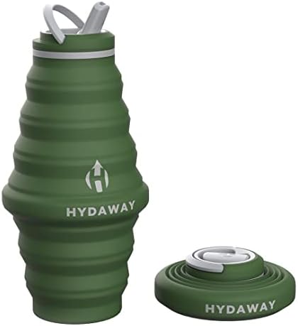 Hydaway בקבוק מים מתקפל, מכסה 25oz עם עלייה | סיליקון אולטרה-חבילה, ידידותי לטיולים, כיתה אוכל